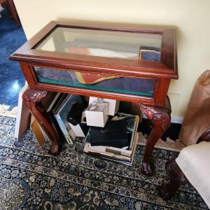 Photo of Vintage Vitrine Display Table with Carved Legs Ball & Claw Feet