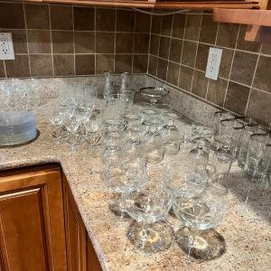 Photo of Large Lot Vintage Etched Glassware