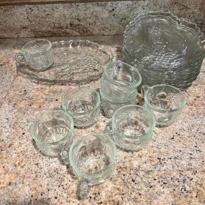 Photo of 8 Vintage Colony Crystal Gaiety Hostess Snack Plate & Cup Set