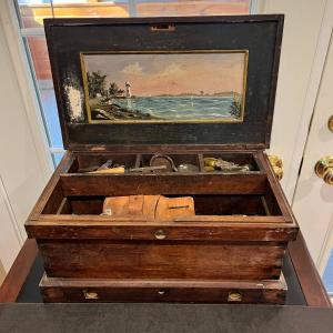 Photo of Antique Wood Tool Box / Sea Chest with Contents