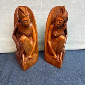 Photo of Lot 133 Vtg Balinese Indonesia 9 1-2” Wooden Carving Statue Sculpture Figurine