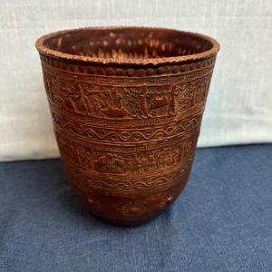 Photo of Lot 131 metal embossed bowl made in Greece approximately 9 inches tall