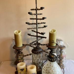Photo of LOT 228J: Large Decorative Collection - Tea Lighted Tree, Candles and Candle Hol