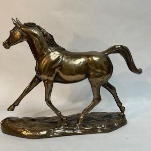 Photo of Bronze Finish Galloping Horse Figurine Sculpture