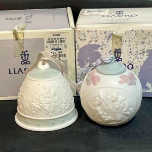 Photo of Pair of Lladro Christmas Ornaments - Bell and Ball
