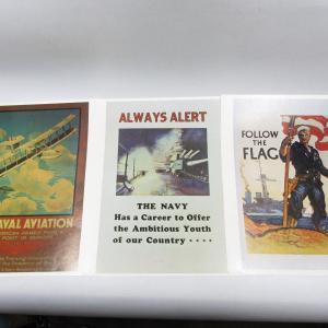 Photo of Vintage Reproduction Navy Military Propaganda Enlistment Posters Follow the Flag