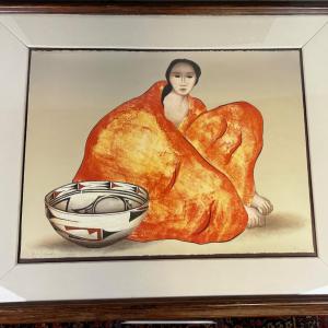 Photo of R.C. Gorman Print 77/150, Signed, Numbered, Embossed, 22"x30" ZUNI