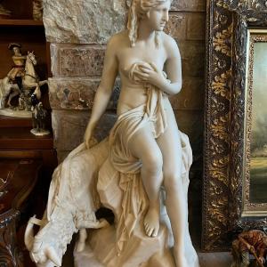 Photo of Amalthea and Jupiter's Goat Marble Sculpture 19th Century French After Pierre Ju