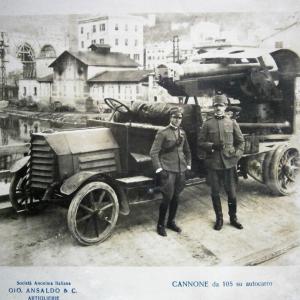 Photo of WWI Image of Automobile Mounted Artillery