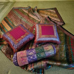 Photo of 3 Silk Pillows & One Blanket From India  (BR1-JS)