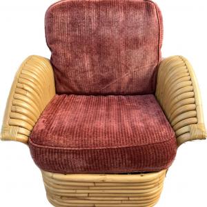 Photo of Vintage Paul Frankl Restored Rattan Fan Arm Lounge Chair Mid Century Modern