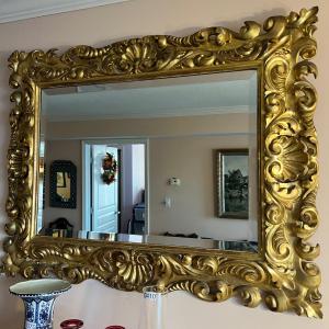 Photo of Large Antique Baroque Gilt Wall Mirror 33"x41"