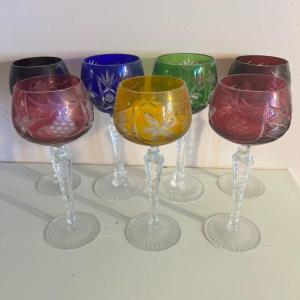 Photo of Vintage Cut to Clear Bohemian Czech Wine Glasses - Set of 7