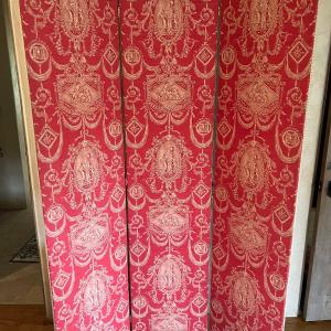 Photo of Antique French Privacy Dressing Screen Room Divider 3 Panel Double Sided Wood Or
