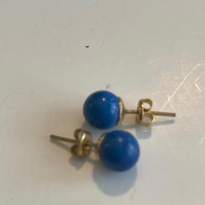 Photo of Blue stone round earrings