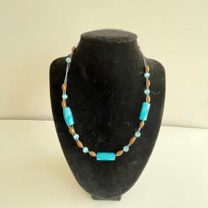 Photo of Blue and brown beads multi strand adjustable necklace