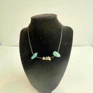 Photo of Liquid silver 14” necklace. Real turquoise.