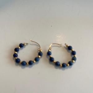 Photo of Gold and lapis hoop earrings