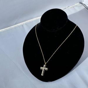 Photo of .75 cts of diamonds in cross necklace with 14 kt gold chain