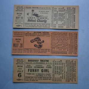 Photo of (3) 1960's discount tickets for BAREFOOT IN THE PARK+