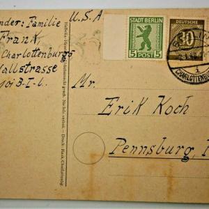 Photo of 1948 German Hand Decorated Postcard - Germany to Pennsylvania.