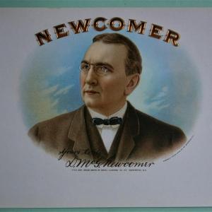 Photo of "NEWCOMER" Inner Lid Cigar Label, form early 1900's