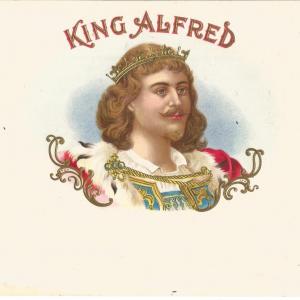 Photo of KING ALFRED Embossed Cigar Label from the early 1900’s