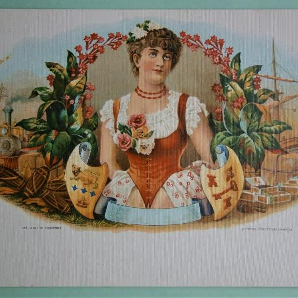Photo of Young Woman Generic Inner Lid Cigar Box Label, form early 1900's