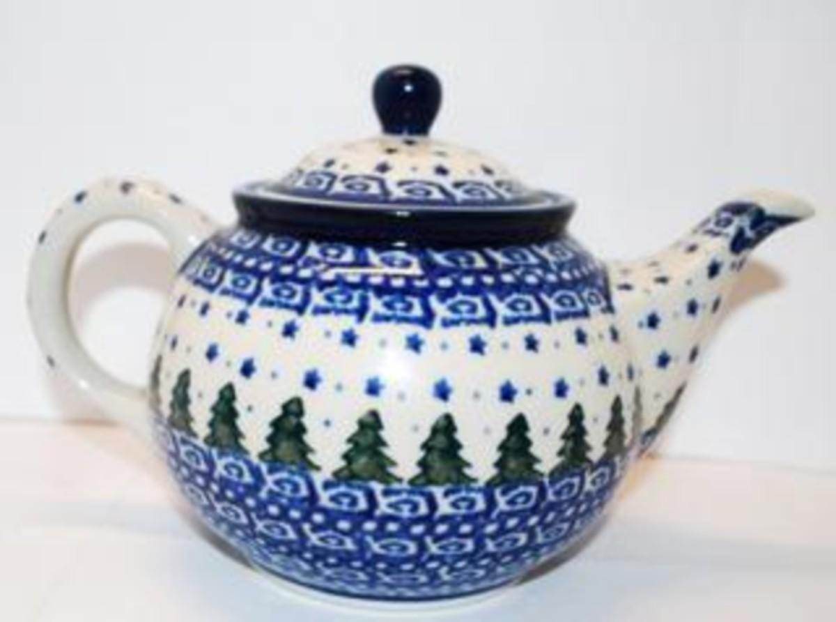 Photo 2 of "Unikat" Polish Pottery Teapot #75 4 1/2" H SEE DETAILS