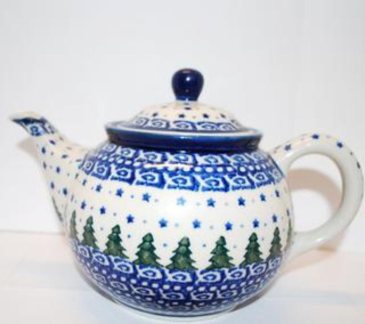 Photo 1 of "Unikat" Polish Pottery Teapot #75 4 1/2" H SEE DETAILS