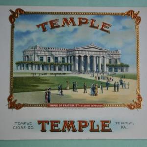 Photo of 1904 Worlds Fair St. Louis Exposition Masonic "TEMPLE" Inner Lid Cigar Box Label