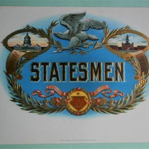 Photo of "STATESMEN" Inner Lid Cigar Box Label, form early 1900's