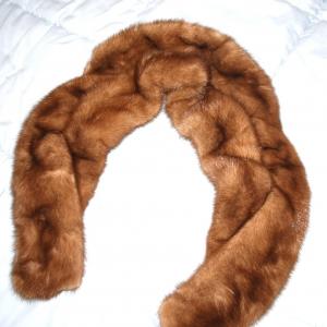 Photo of Genuine Dark Beige Natural Mink Stole / Wrap 42" Long x 7" Wide - Consists of 4 