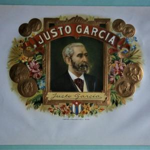 Photo of "JUSTO CARCIA" Inner Lid Cigar Box Label, form early 1900's