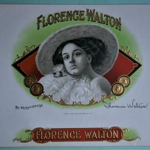 Photo of "FLORENCE WALTON" Inner Lid Cigar Box Label, form early 1900's