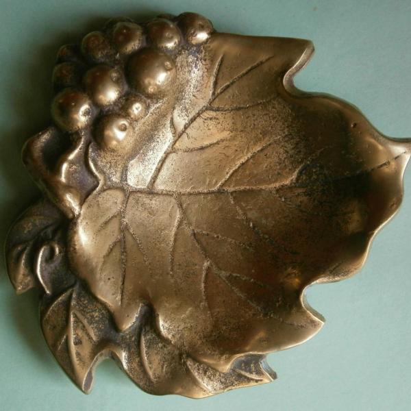 Photo of Cast Brass Figural Grape leaf Desk Tray from the early 1900's