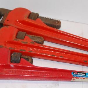 Photo of "Ohio Forge" Pipe Wrenches 18" & 14"--and "Alltrade" Brand 14" Lot of 3