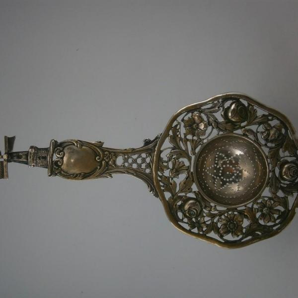 Photo of Large Ornate German 800 Silver Tea Strainer
