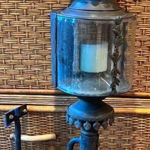 Photo of Antique Iron Coach Carriage Estate Lantern Light Wall Sconce Victorian Beveled G