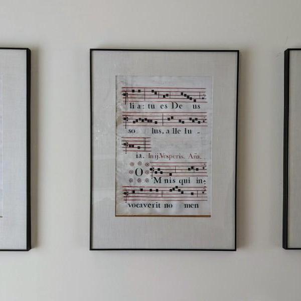 Photo of Antique Latin Antiphonal Vellum Framed Music Art Collection