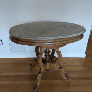 Photo of Antique Eastlake Marble Top Victorian Era Parlor Table