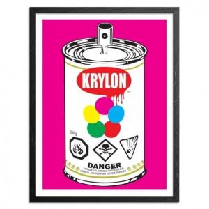 Photo of Denial SIGNED KRYLON POP CAN– PINK VARIANT – SCREEN PRINT ART Framed Limited