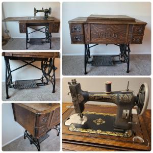 Photo of Antique White Rotary Sewing Machine