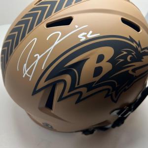 Photo of Ravens Ray Lewis Signed Salute To Service Full Size Speed Rep Helmet Beckett Wit