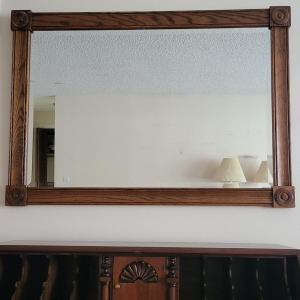 Photo of Walnut Framed Beveled Wall Mirror