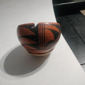 Photo of 2.2" tall with 3" rim Hopi Pueblo pottery bowl