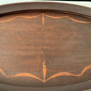 Photo of vintage inlaid wood tray 13" x 24"