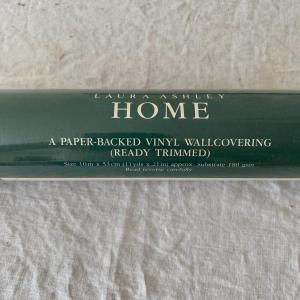 Photo of Vintage Laura Ashley Home collection wallpaper roll.