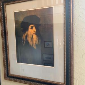 Photo of Vintage print of Leonardo Da Vinci self portrait in lovely vintage frame