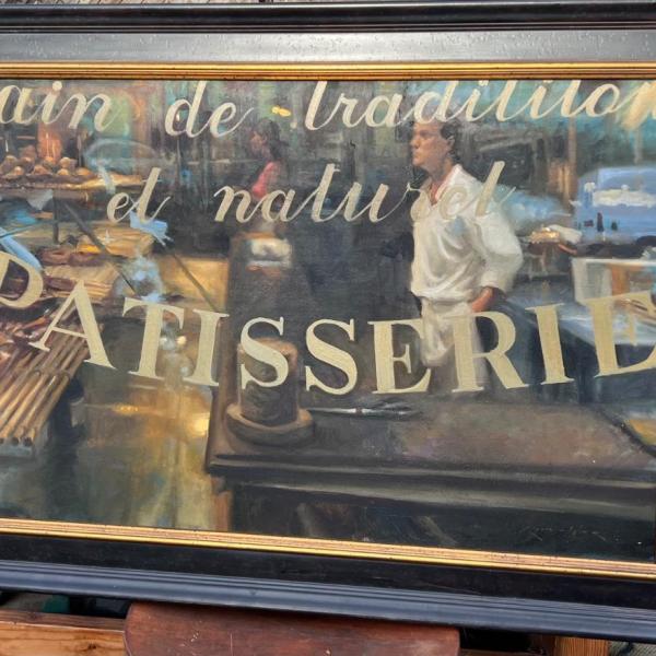 Photo of Keith Wicks Bakery Window Montmartre 2008 Original Oil Canvas Framed Signed